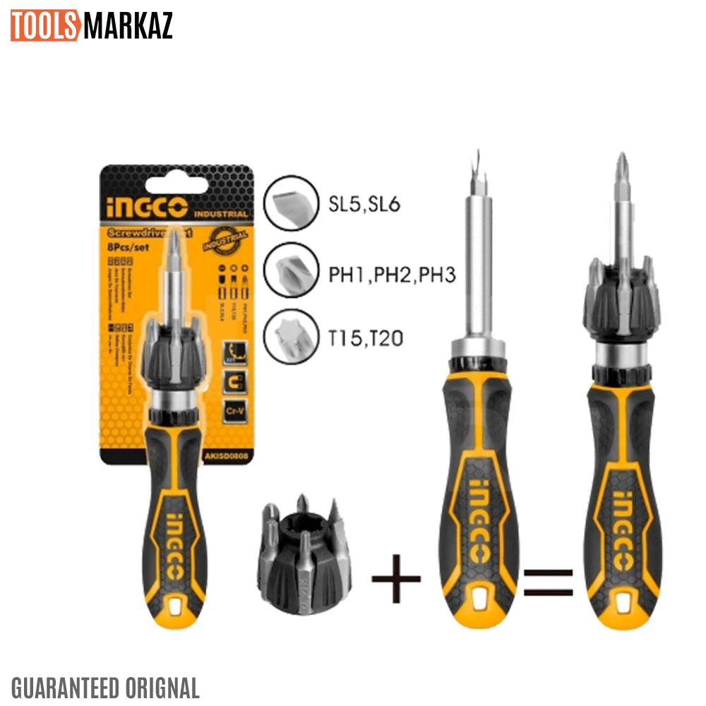 Ingco 8 Pcs Ratchet Screwdriver Set AKISD0808