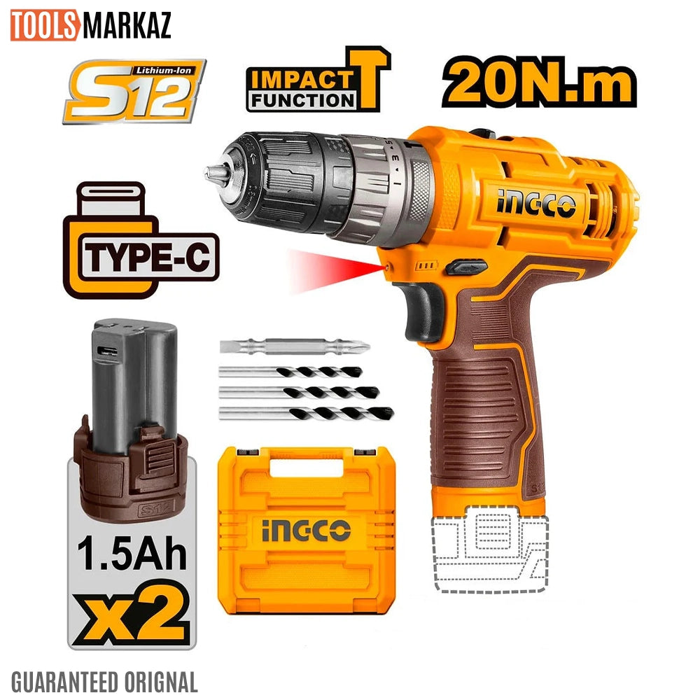 Ingco Lithium-Ion Impact Drill CIDLI12202