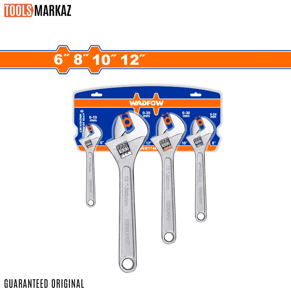 Wadfow 4 Pcs Adjustable Wrench Set WAW174K