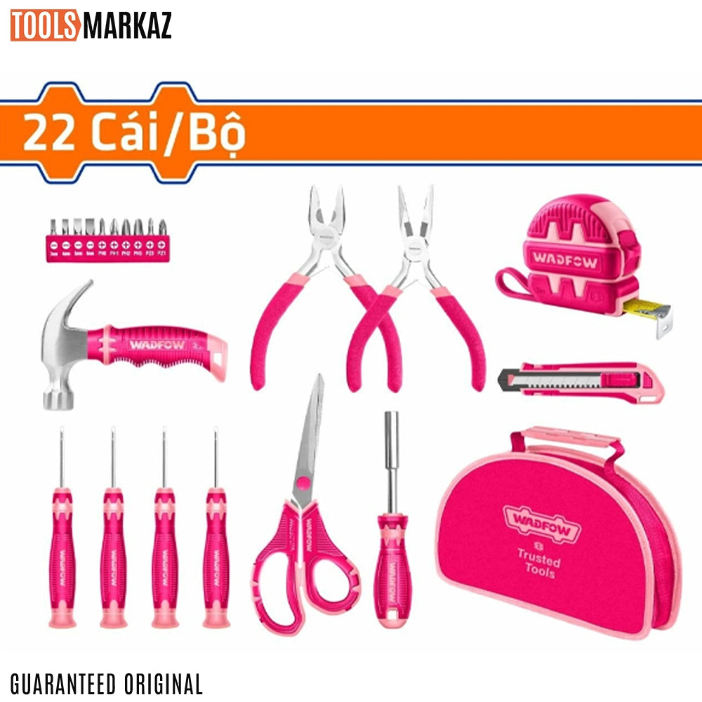 Wadfow 22 Pcs Pink Hand Tools Set WHS1M22