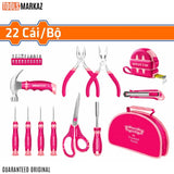 Wadfow 22 Pcs Pink Hand Tools Set WHS1M22