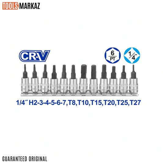 Wadfow 12 Pcs 1/4" Bit Socket Set WST2414