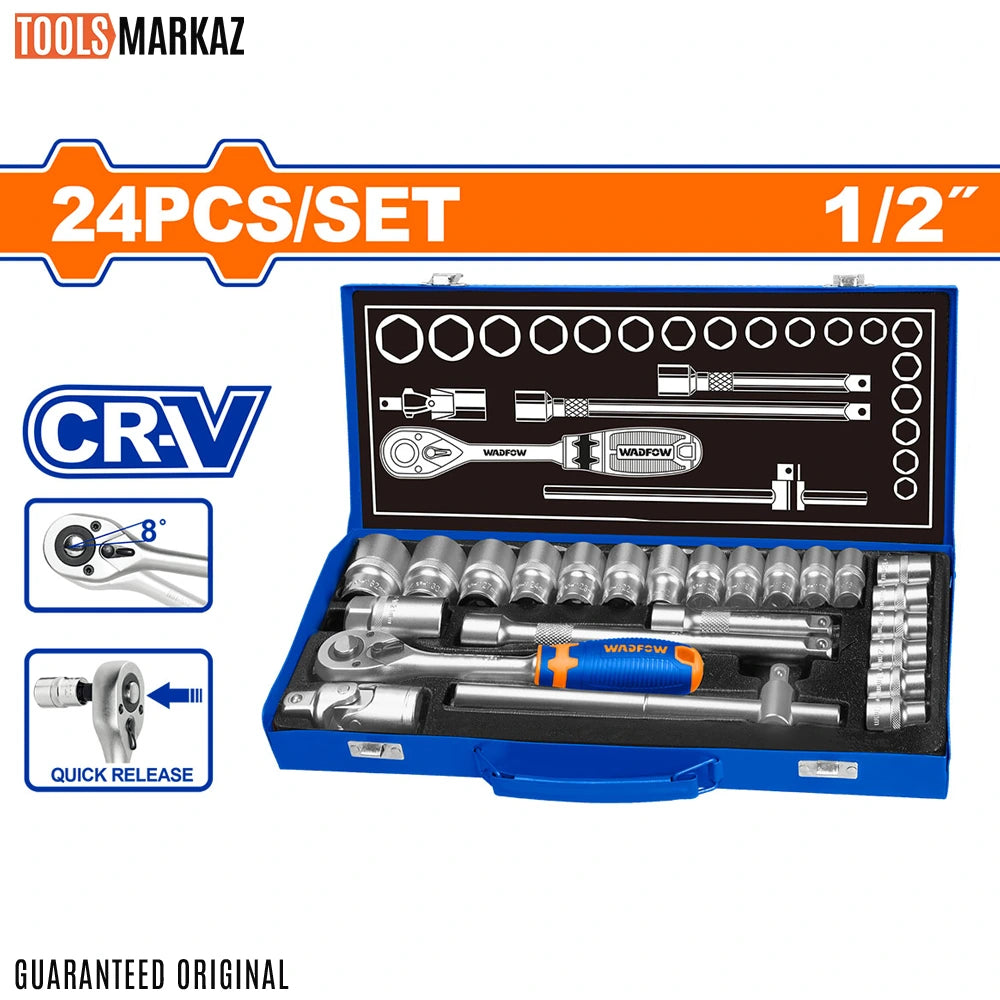 Wadfow 24 Pcs 1/2" Socket Set WST2L24